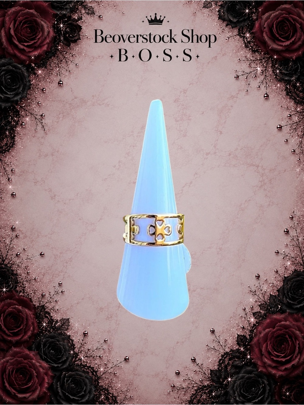 New Gold Plated Titanium Flower Elegant Hollow Out Ring Jewelry